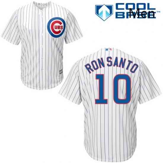 Mens Majestic Chicago Cubs 10 Ron Santo Replica White Home Cool Base MLB Jersey